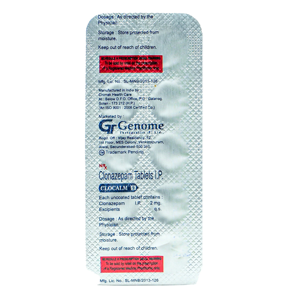 CLOCALM 2MG TABLET, Pack of 10 TABLETS CLOCALM 2MG TABLET, Pack of 10 TABLETS