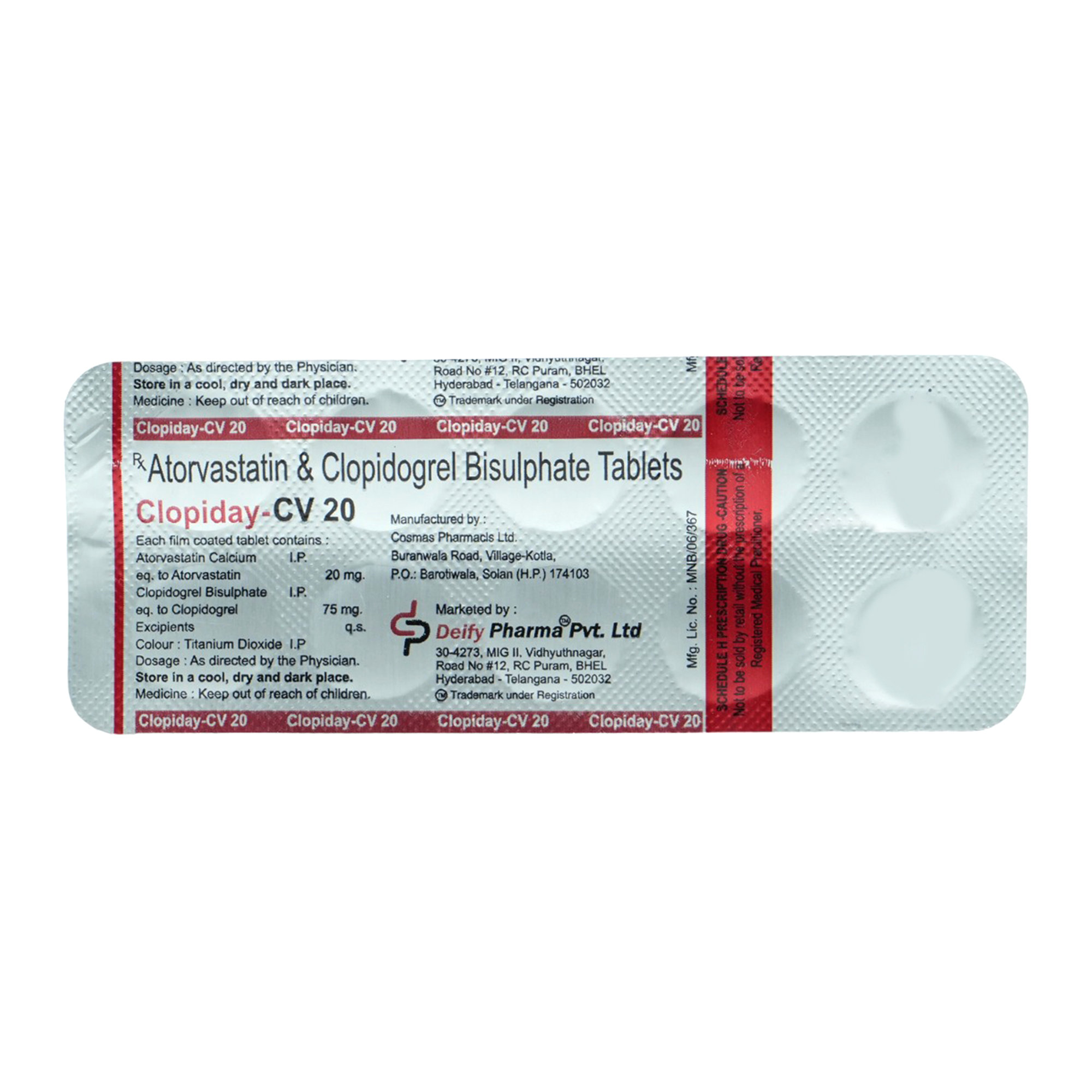 Clopiday CV 20 Tablet 10's, Pack of 10 TABLETS Clopiday CV 20 Tablet 10's, Pack of 10 TABLETS