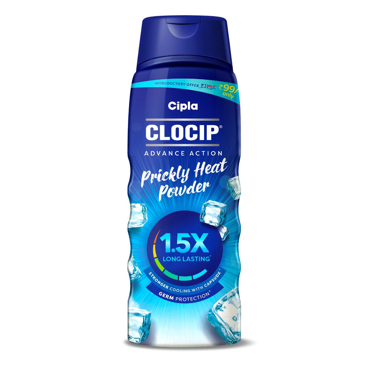 Clocip Advance Action Prickly Heat Powder 150 gm | Germ Protection | Relives Skin Rashes, Itching, Burning & Prickly Heat | 1.5X Long lasting Cooling, Pack of 1 Clocip Advance Action Prickly Heat Powder 150 gm | Germ Protection | Relives Skin Rashes, Itching, Burning & Prickly Heat | 1.5X Long lasting Cooling, Pack of 1