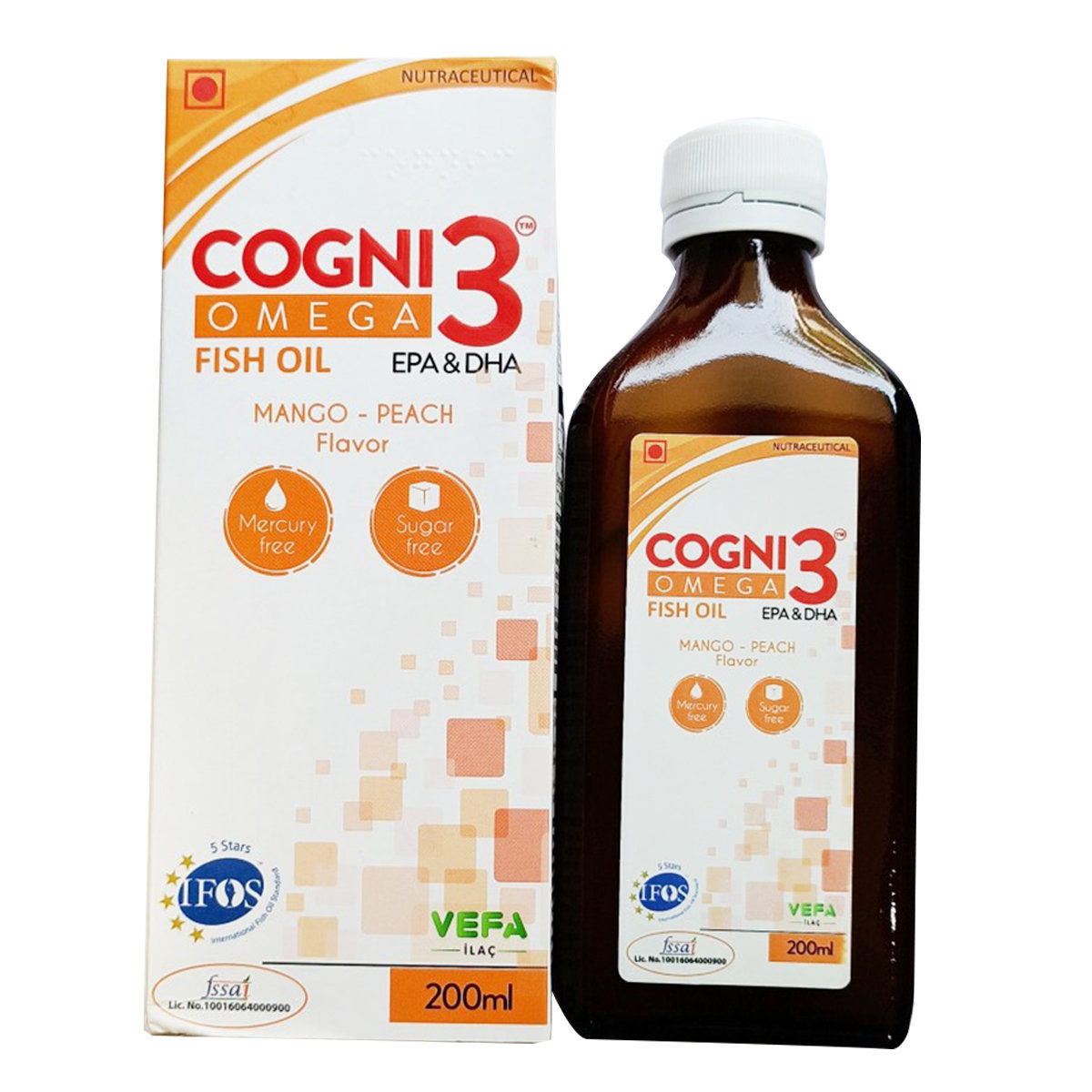 Cogni 3 Mango Peach Syrup 200 ml, Pack of 1 Cogni 3 Mango Peach Syrup 200 ml, Pack of 1