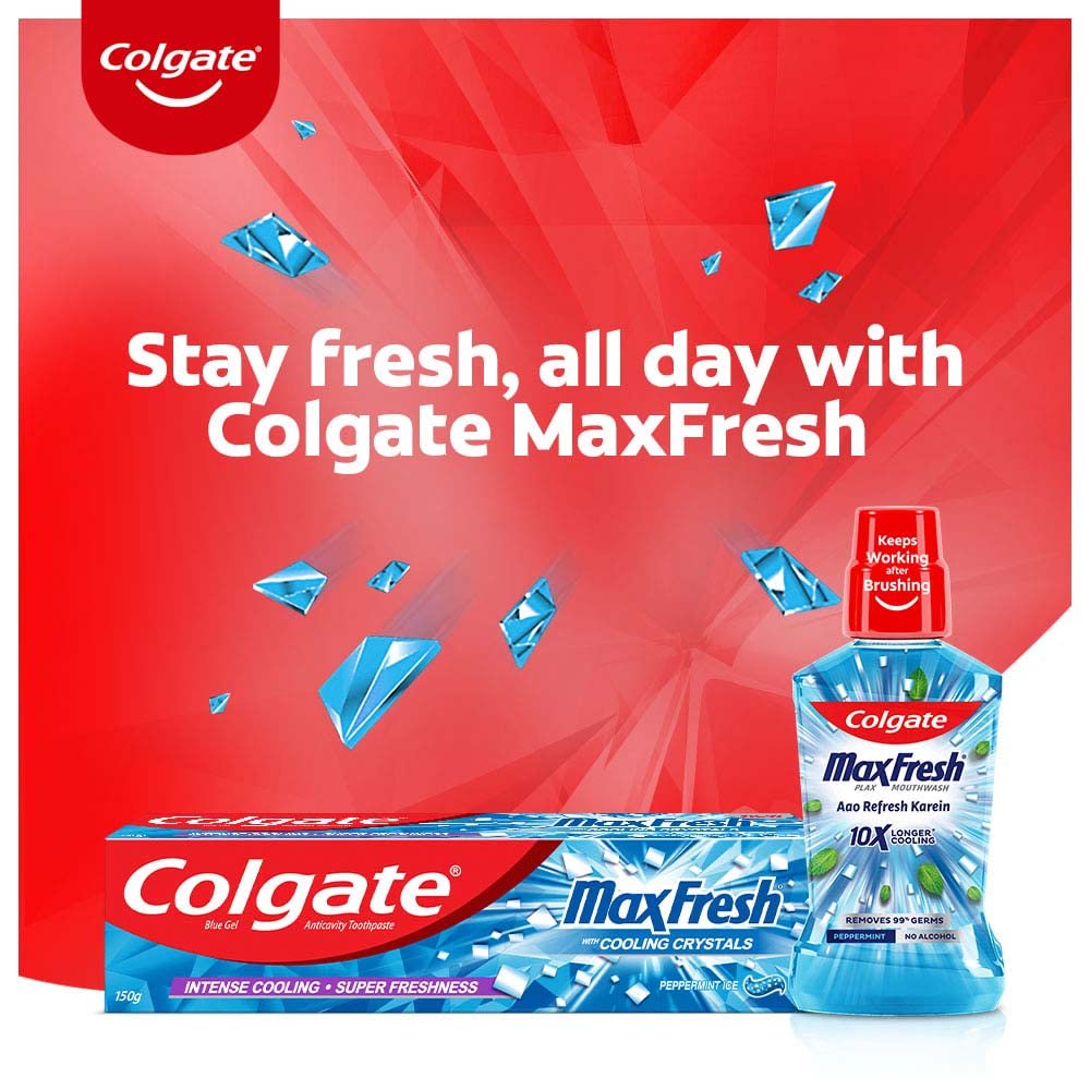 Colgate MaxFresh Cooling Crystals Blue Gel Peppermint Ice Toothpaste, 80 gm, Pack of 1 Colgate MaxFresh Cooling Crystals Blue Gel Peppermint Ice Toothpaste, 80 gm, Pack of 1