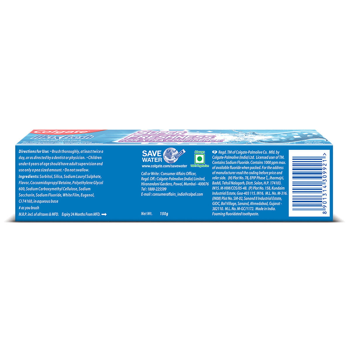 Colgate MaxFresh Blue Gel Peppermint Ice ToothPaste, 150 gm, Pack of 1 Colgate MaxFresh Blue Gel Peppermint Ice ToothPaste, 150 gm, Pack of 1