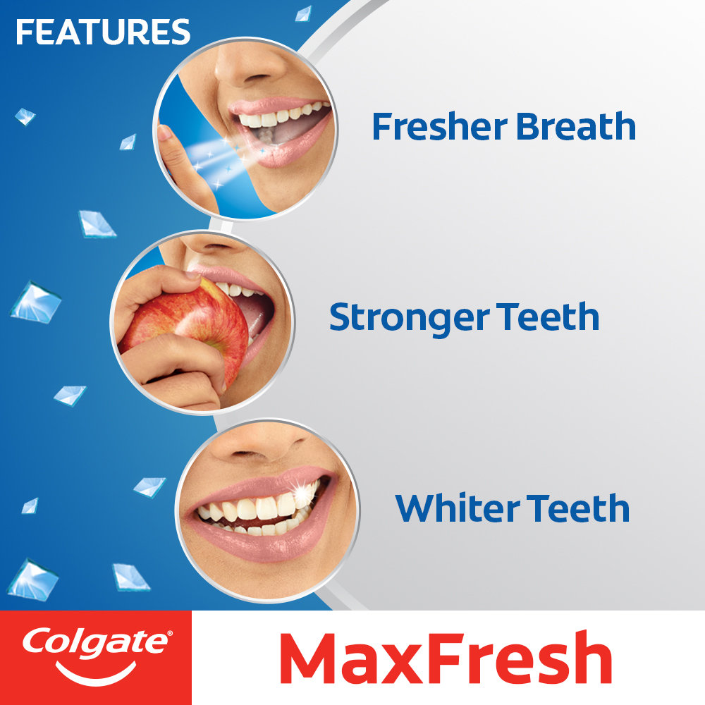 Colgate MaxFresh Blue Gel Peppermint Ice ToothPaste, 150 gm, Pack of 1 Colgate MaxFresh Blue Gel Peppermint Ice ToothPaste, 150 gm, Pack of 1