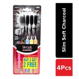 Colgate Slim Soft Charcoal Toothbrush, 4 Count (Buy 2, Get 2 Free), Pack of 1