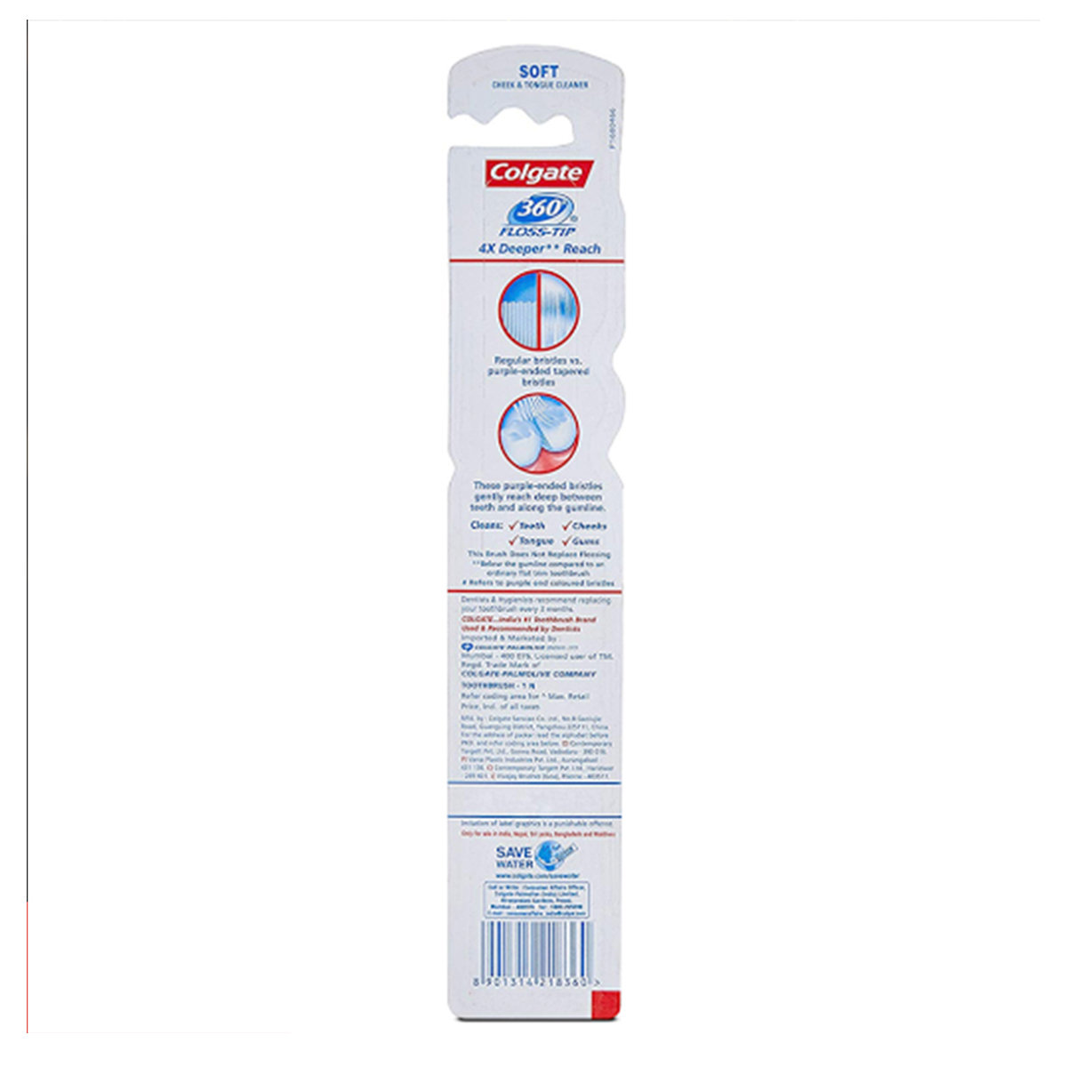 Colgate 360 Flosstip Toothbrush, 1 Count, Pack of 1 Colgate 360 Flosstip Toothbrush, 1 Count, Pack of 1