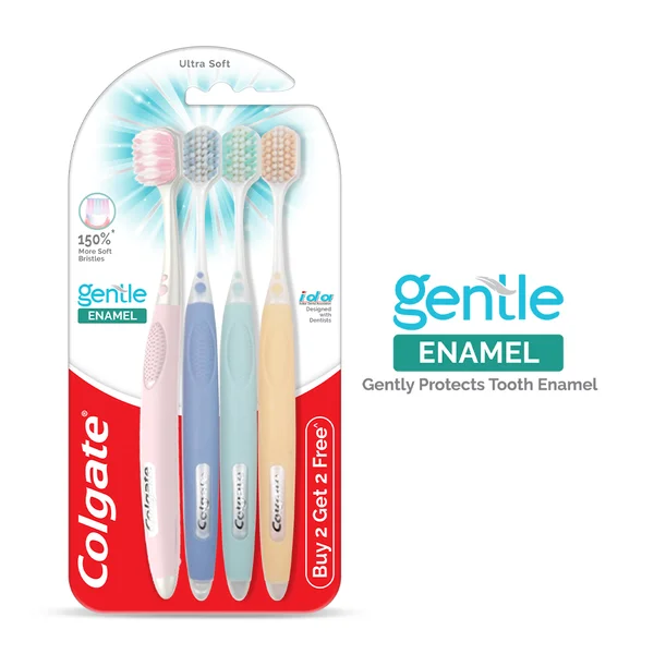 Colgate Gentle Enamel Ultra Soft Toothbrush, 4 Count (Buy 2, Get 2 Free), Pack of 1