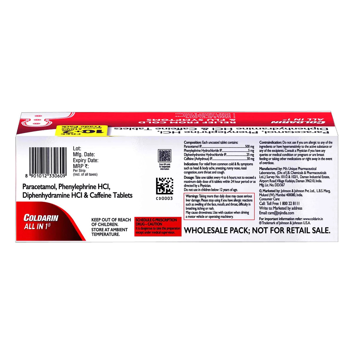 Coldarin All In 1, 10 Tablets, Pack of 10 TABLETS Coldarin All In 1, 10 Tablets, Pack of 10 TABLETS