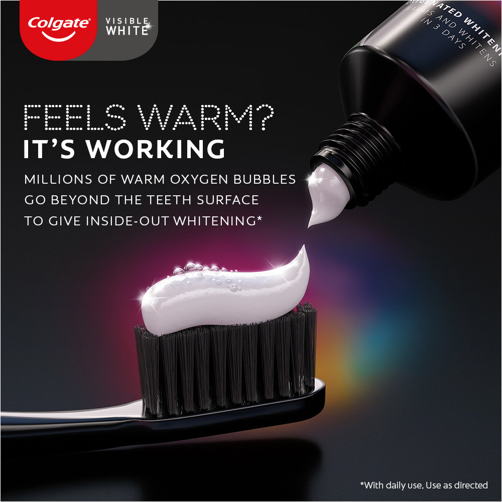 Colgate Visible White O2 Whitening Peppermint Sparkle Toothpaste, 50 gm, Pack of 1 Colgate Visible White O2 Whitening Peppermint Sparkle Toothpaste, 50 gm, Pack of 1