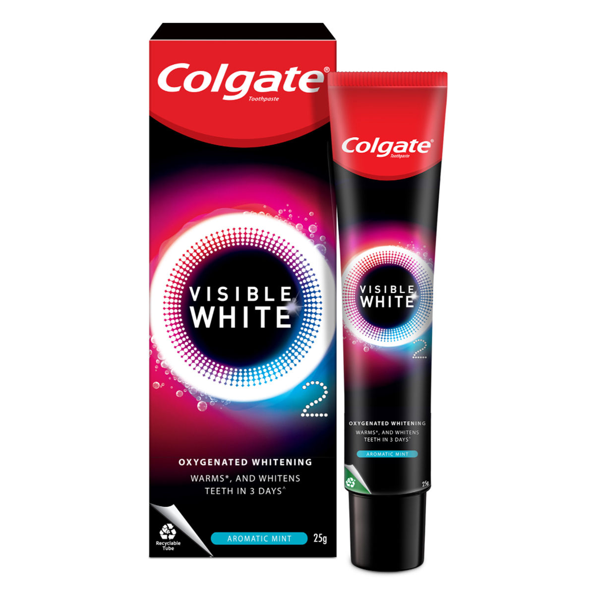 Colgate Visible White O2 Whitening Aromatic Mint Toothpaste, 25 gm, Pack of 1 Colgate Visible White O2 Whitening Aromatic Mint Toothpaste, 25 gm, Pack of 1