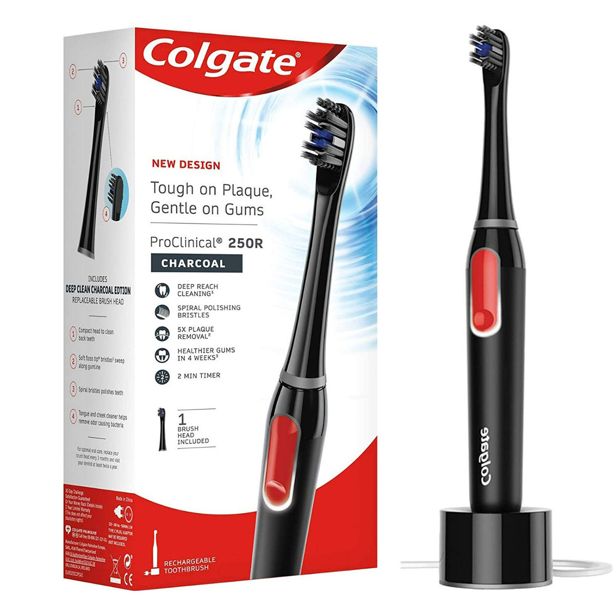 Colgate Proclinical 250R Charcoal Rechargeable Toothbrush, 1 Count, Pack of 1 Colgate Proclinical 250R Charcoal Rechargeable Toothbrush, 1 Count, Pack of 1