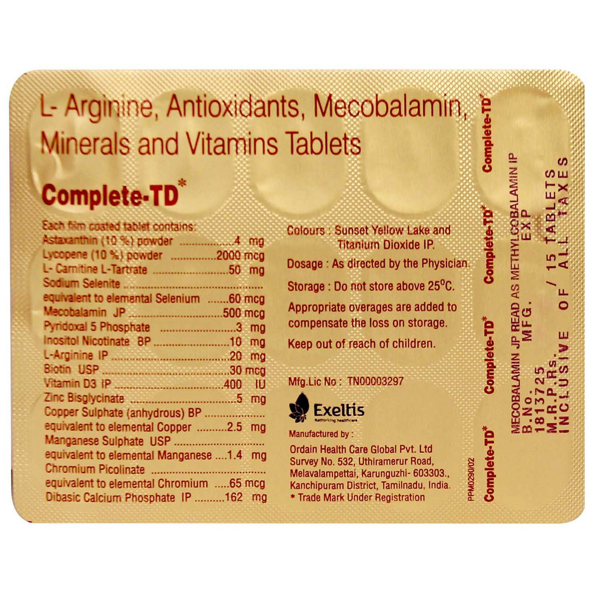 Complete TD Tablet 15's, Pack of 15 Complete TD Tablet 15's, Pack of 15