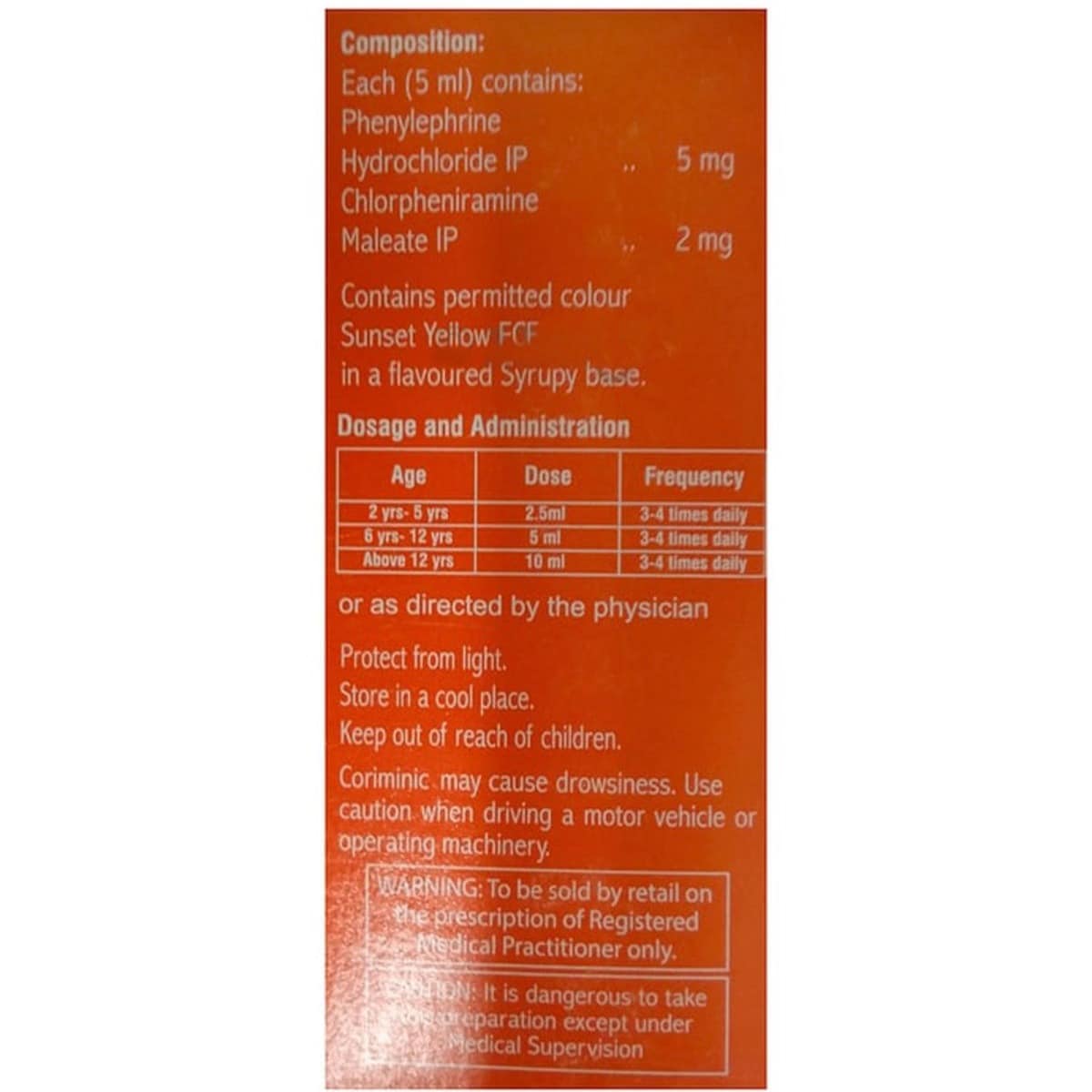 Coriminic Orange Syrup 60 ml, Pack of 1 SYRUP Coriminic Orange Syrup 60 ml, Pack of 1 SYRUP