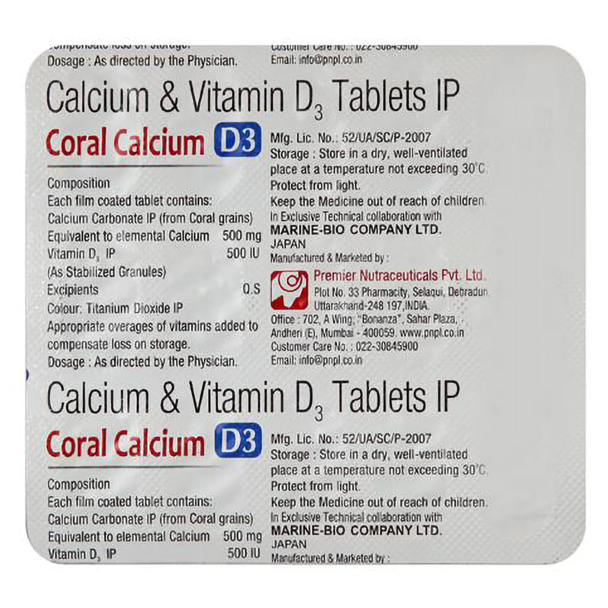 Buy Coral Calcium D3 Tablet 15's Online