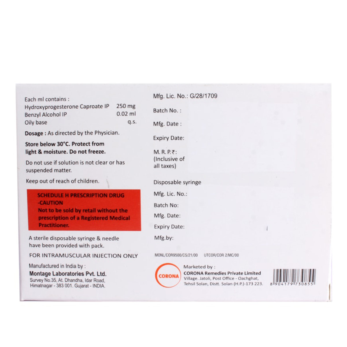 Cor-9 500 mg Injection 2 ml, Pack of 1 Injection Cor-9 500 mg Injection 2 ml, Pack of 1 Injection