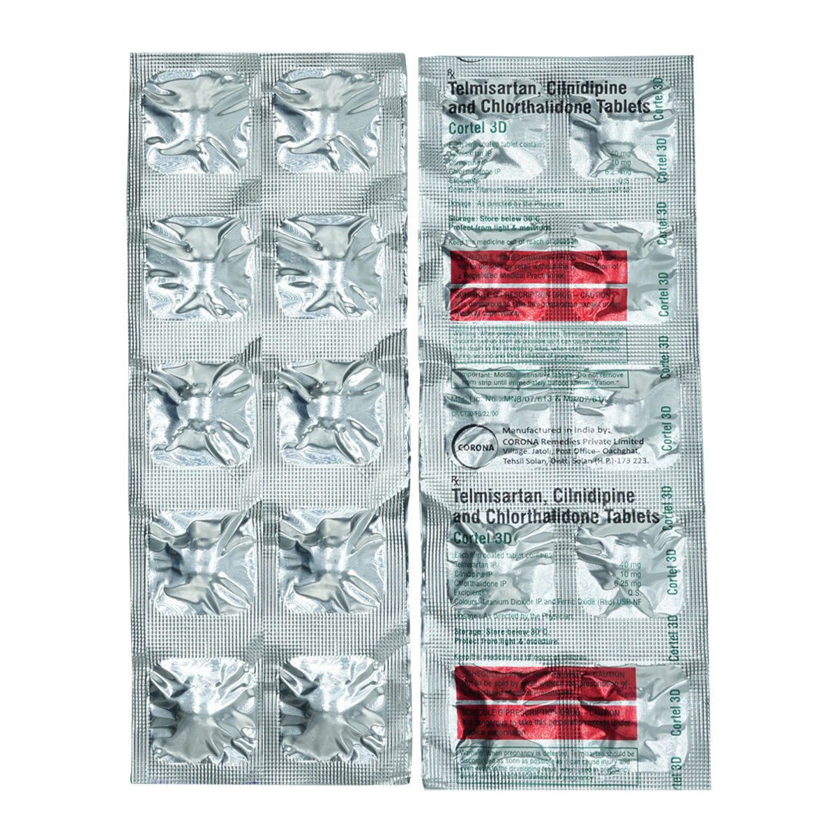 Cortel 3D 40 mg/10 mg/6.25 mg Tablet 10's, Pack of 10 TabletS Cortel 3D 40 mg/10 mg/6.25 mg Tablet 10's, Pack of 10 TabletS