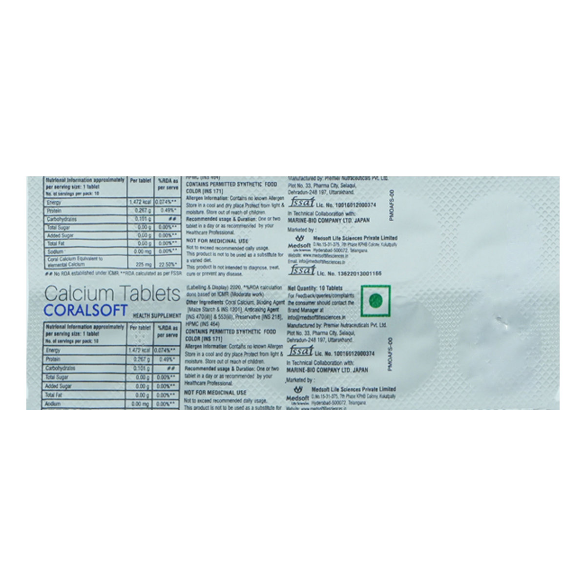 Coralsoft Tablet 10's, Pack of 10 TABLETS Coralsoft Tablet 10's, Pack of 10 TABLETS