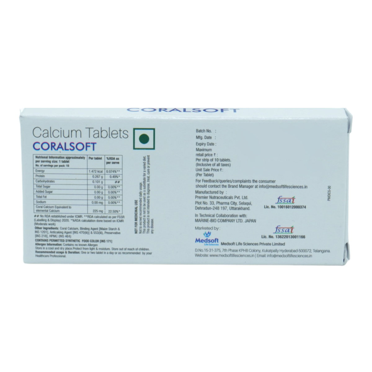 Coralsoft Tablet 10's, Pack of 10 TABLETS Coralsoft Tablet 10's, Pack of 10 TABLETS