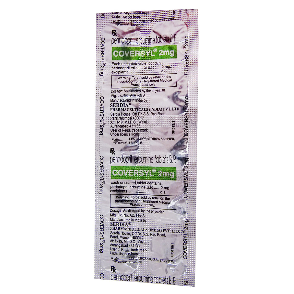 Coversyl 2 mg Tablet 10's, Pack of 10 TABLETS Coversyl 2 mg Tablet 10's, Pack of 10 TABLETS