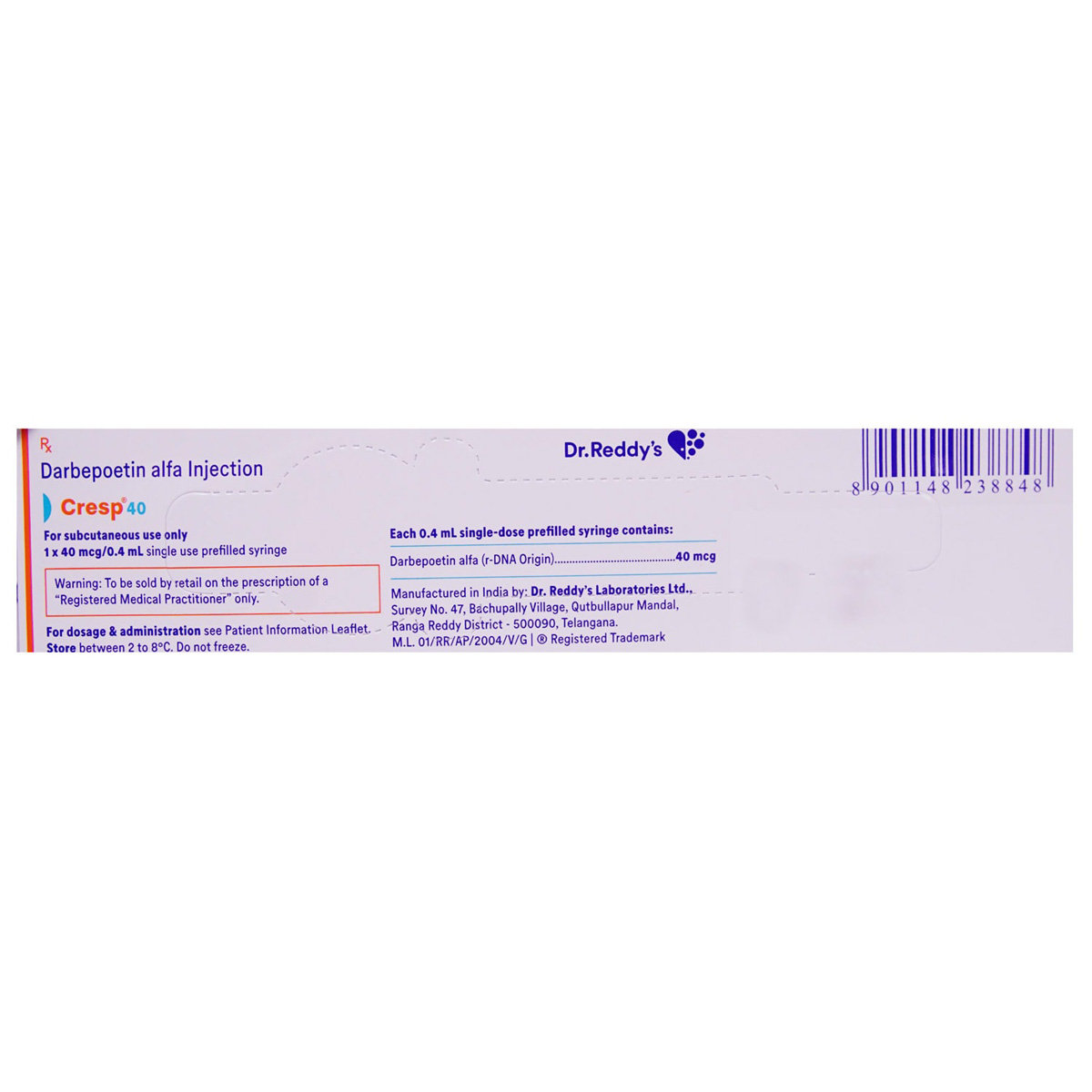 Cresp 40 Injection 0.4 ml, Pack of 1 INJECTION Cresp 40 Injection 0.4 ml, Pack of 1 INJECTION