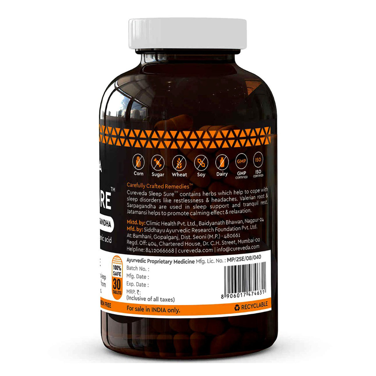 Cureveda Sleep Sure, 30 Tablets, Pack of 1 Cureveda Sleep Sure, 30 Tablets, Pack of 1