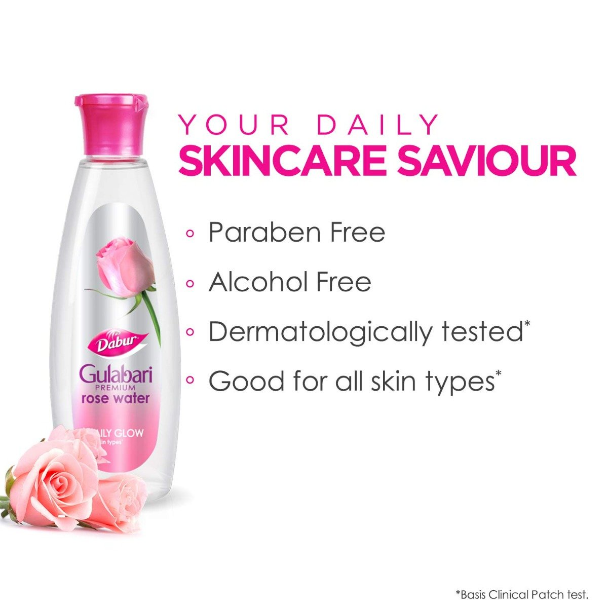 Dabur Gulabari Premium Rose Water 59 ml | Goodness Of Damask Rose | Cleanses & Hydrates Skin | For Daily Glow | For All Skin Type, Pack of 1 Dabur Gulabari Premium Rose Water 59 ml | Goodness Of Damask Rose | Cleanses & Hydrates Skin | For Daily Glow | For All Skin Type, Pack of 1