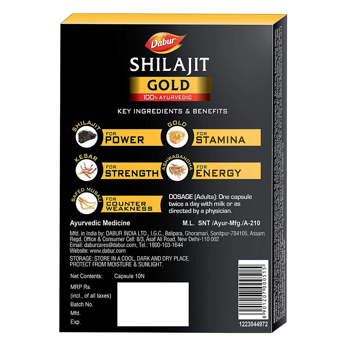 Dabur Shilajit Gold, 10 Capsules, Pack of 1 Dabur Shilajit Gold, 10 Capsules, Pack of 1