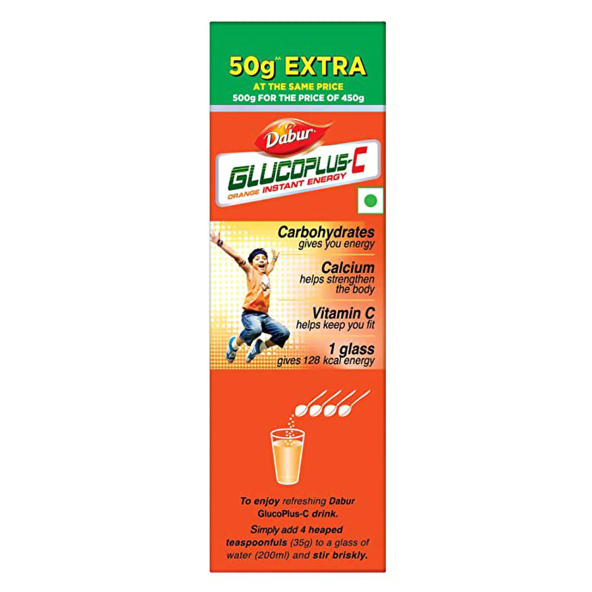 Dabur Glucoplus-C Instant Energy Orange Flavour Powder, 500 gm Refill Pack (Free Sipper), Pack of 1 Dabur Glucoplus-C Instant Energy Orange Flavour Powder, 500 gm Refill Pack (Free Sipper), Pack of 1