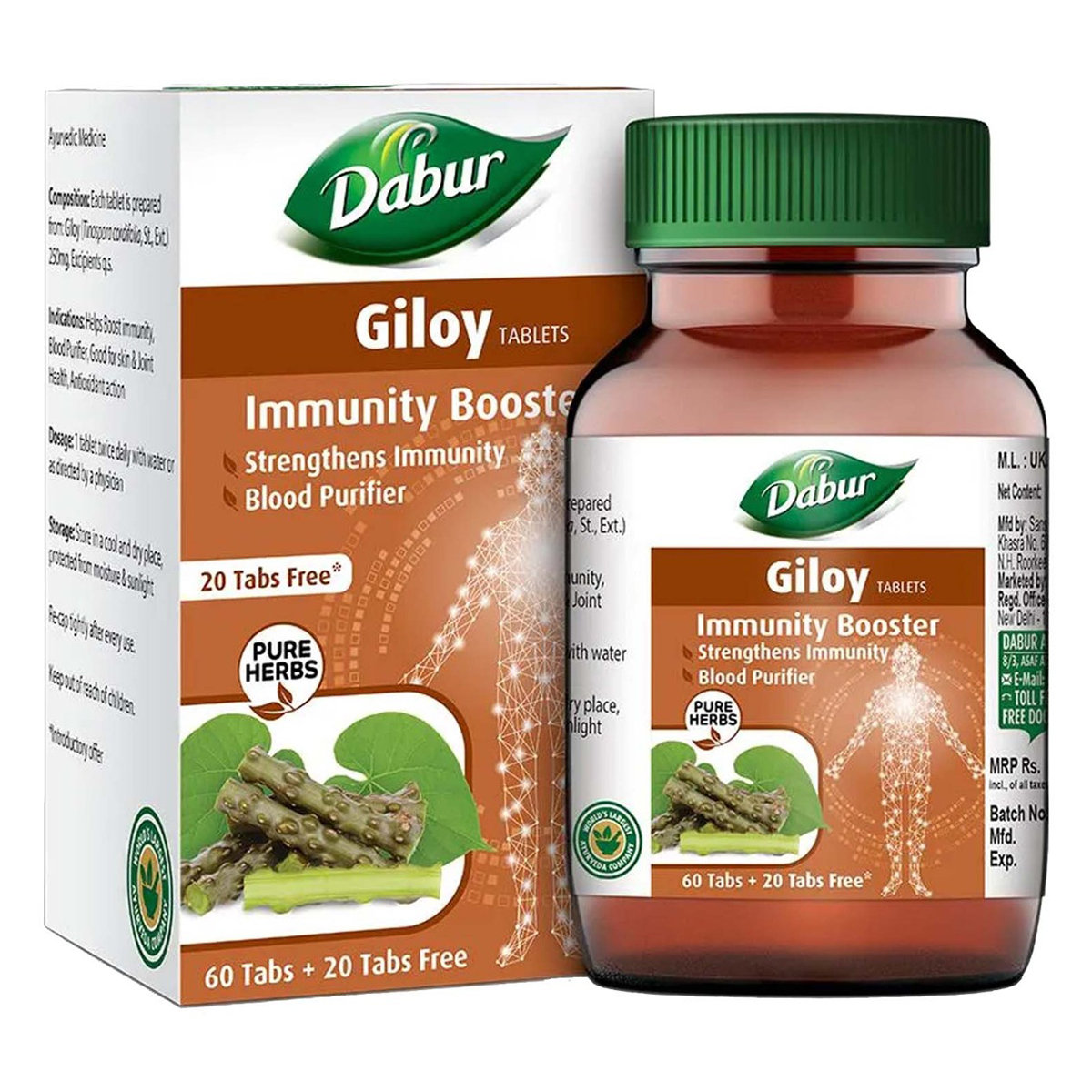 Dabur Giloy, 80 Tablets (60 Tablets + 20 Free Tablets), Pack of 1 Dabur Giloy, 80 Tablets (60 Tablets + 20 Free Tablets), Pack of 1