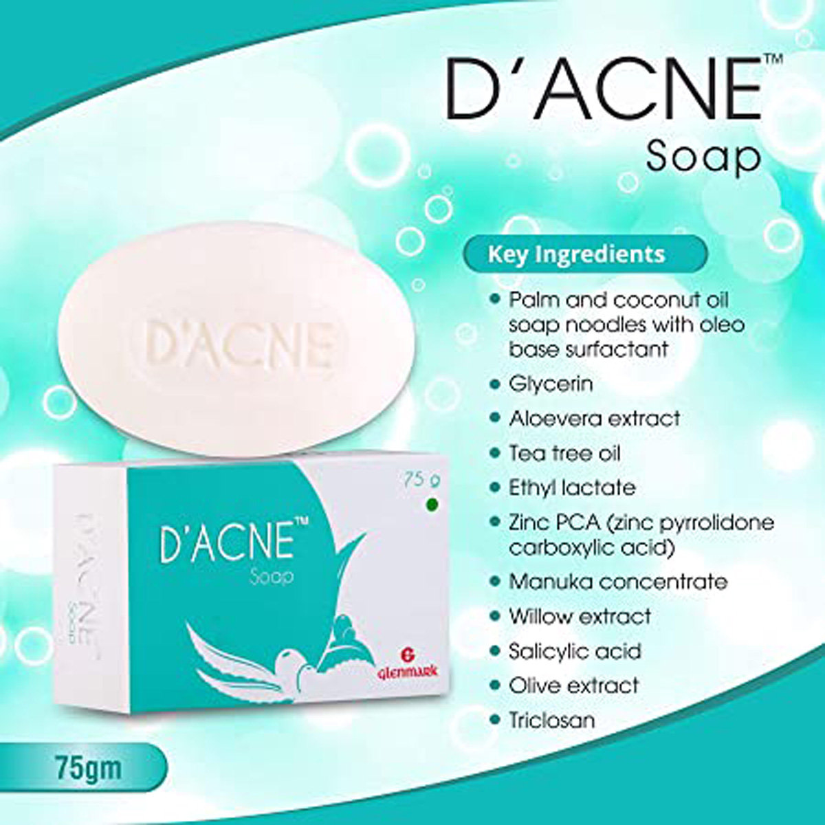 D Acne Soap 75 gm | Treat Acne | Controls Excess Oil | Keep Skin Moisturized | For Oily & Acne Prone Skin, Pack of 1 D Acne Soap 75 gm | Treat Acne | Controls Excess Oil | Keep Skin Moisturized | For Oily & Acne Prone Skin, Pack of 1
