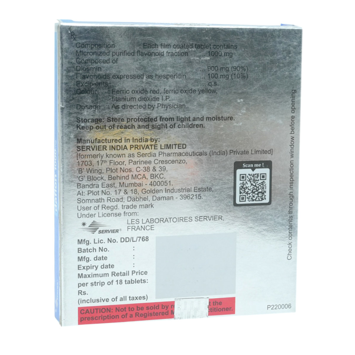 Daflon 1000 mg Tablet 18's, Pack of 18 Daflon 1000 mg Tablet 18's, Pack of 18