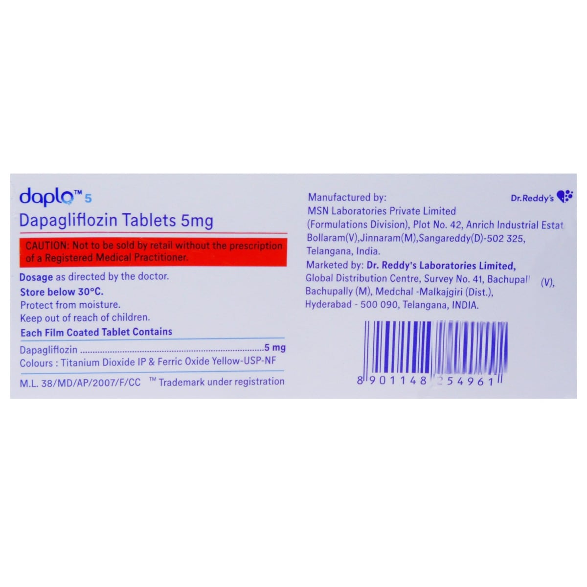 Daplo 5 Tablet 10's, Pack of 10 TABLETS Daplo 5 Tablet 10's, Pack of 10 TABLETS