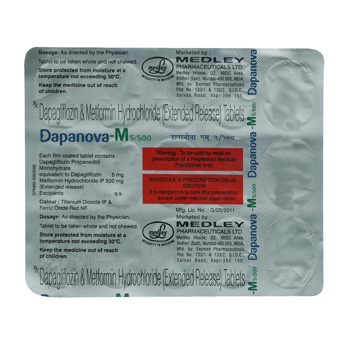 Dapanova-M 5/500 Tablet 15's, Pack of 15 TABLETS Dapanova-M 5/500 Tablet 15's, Pack of 15 TABLETS
