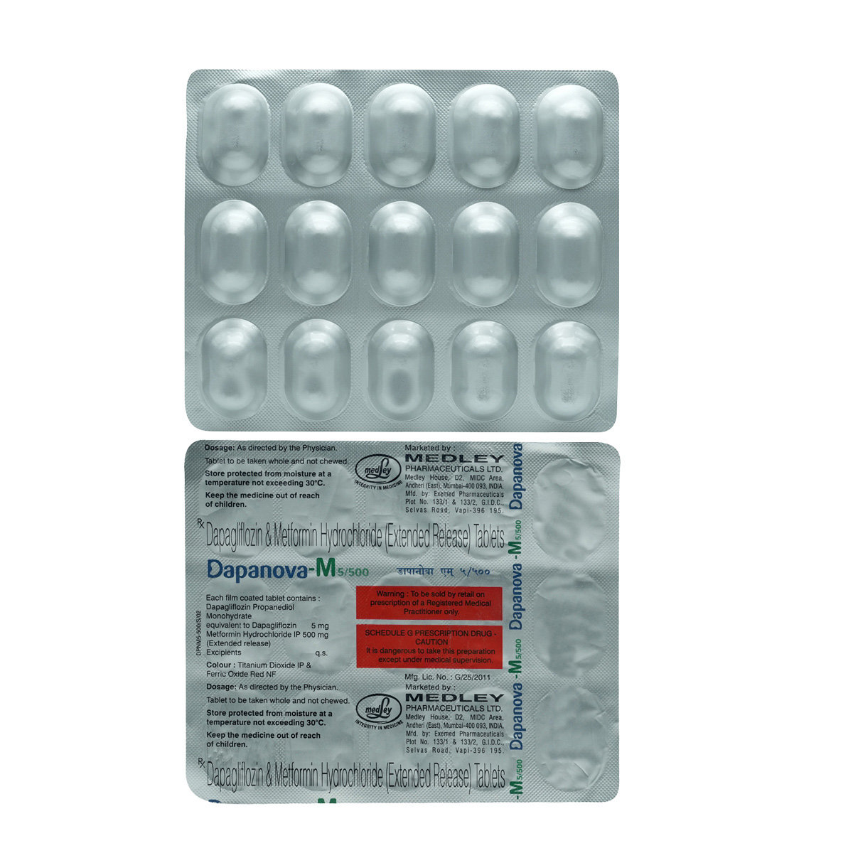 Dapanova-M 5/500 Tablet 15's, Pack of 15 TABLETS Dapanova-M 5/500 Tablet 15's, Pack of 15 TABLETS