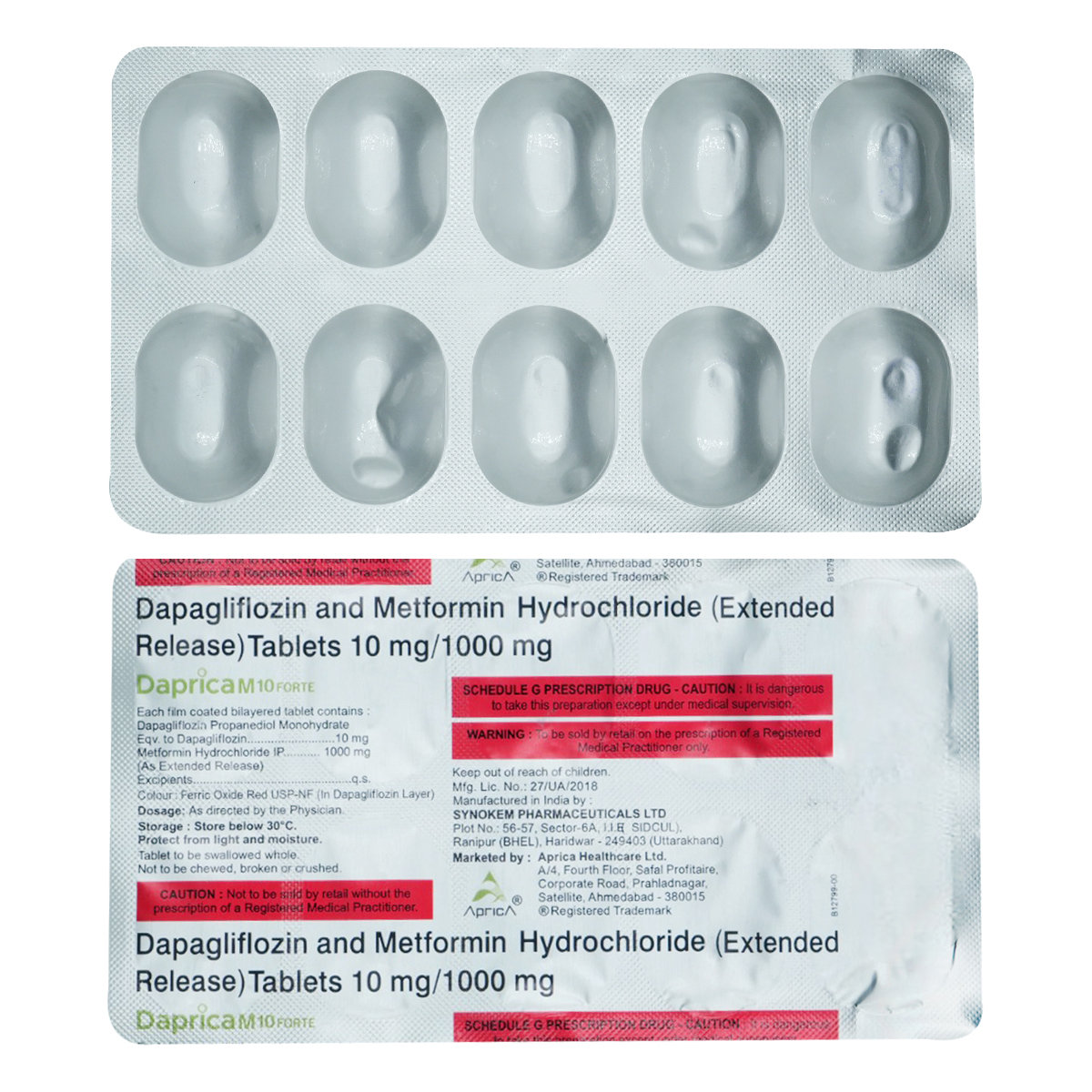 Daprica M 10 Forte Tablet 10's, Pack of 10 TABLETS Daprica M 10 Forte Tablet 10's, Pack of 10 TABLETS