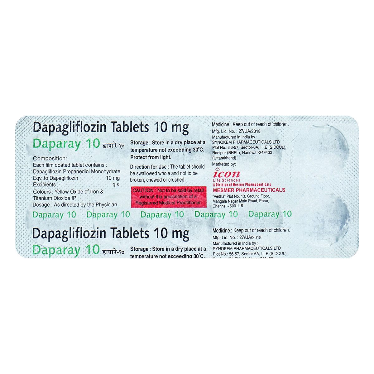 Daparay 10 Tablet 10's, Pack of 10 TABLETS Daparay 10 Tablet 10's, Pack of 10 TABLETS