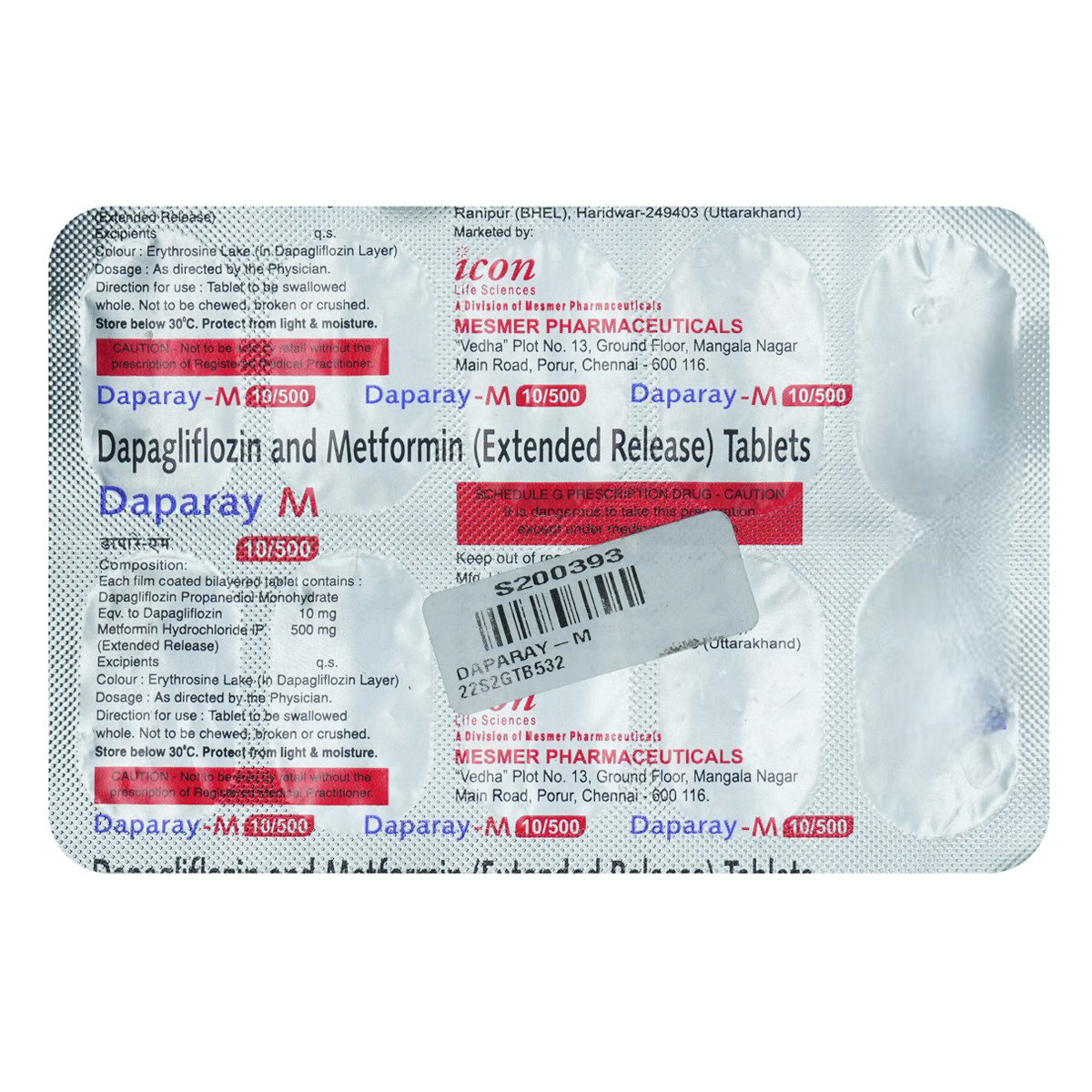 Daparay M 10/500 Tablet 10's, Pack of 10 TABLETS Daparay M 10/500 Tablet 10's, Pack of 10 TABLETS