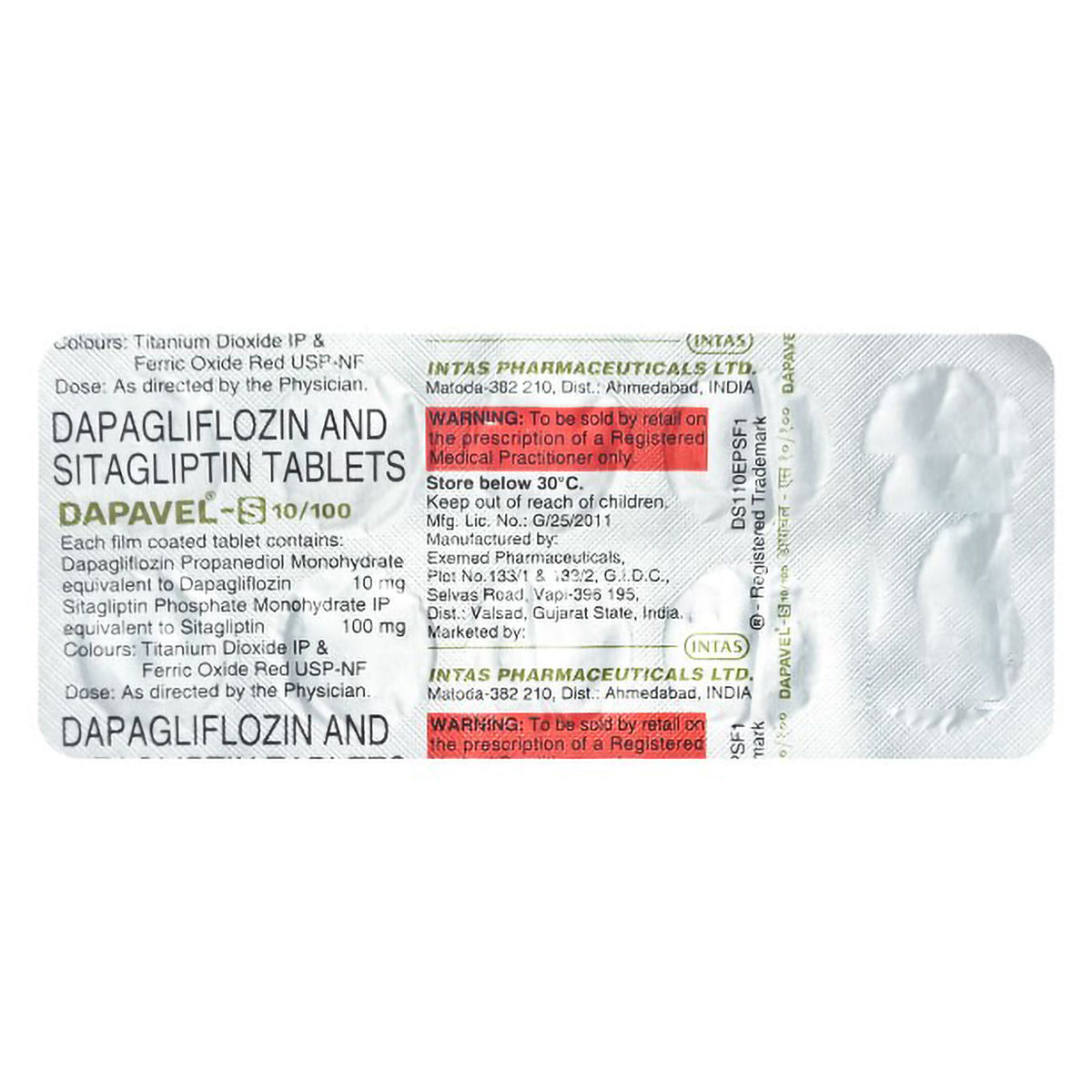 Buy Dapavel S 10/100 mg Tablet 10's Online