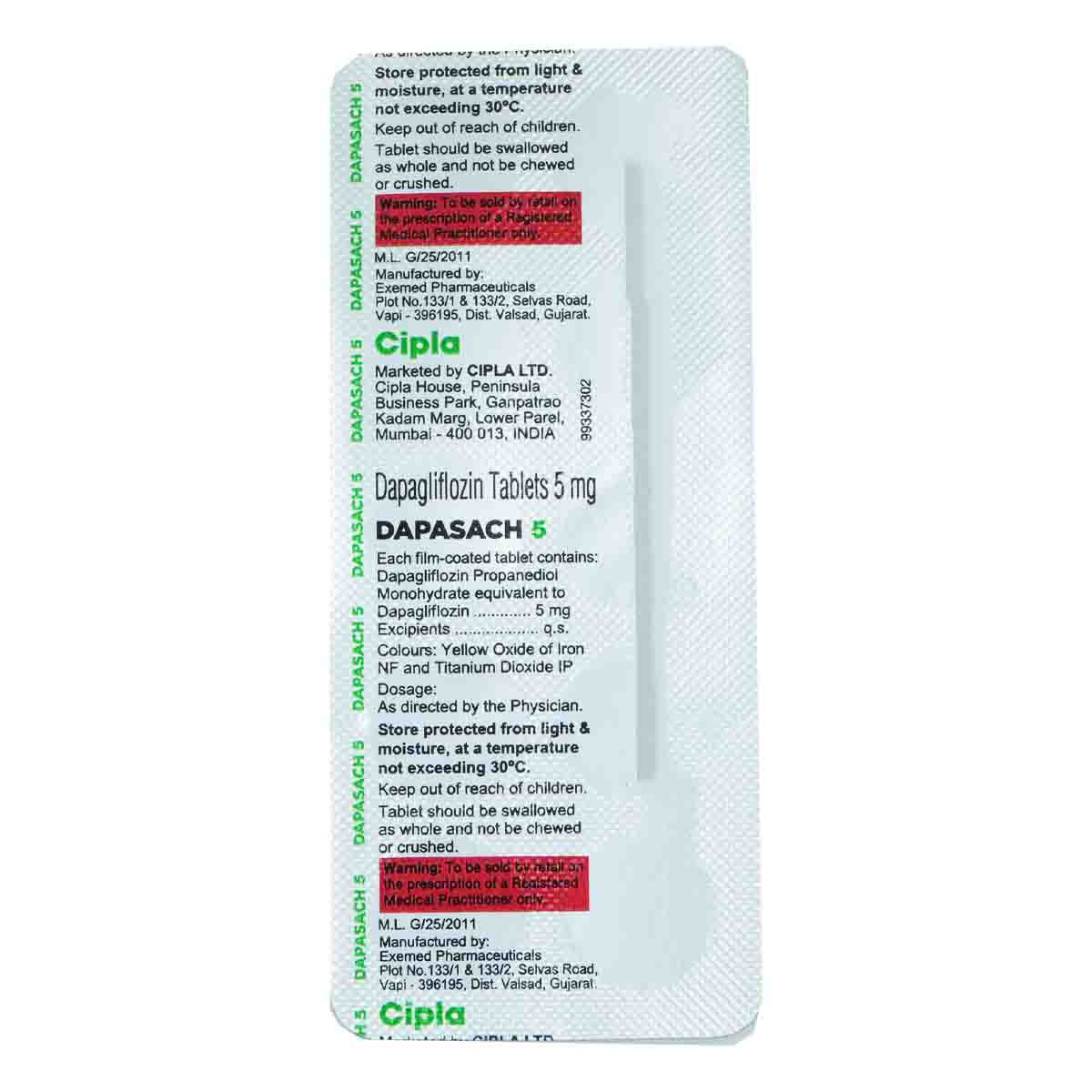 Dapasach 5 Tablet 10's, Pack of 10 TABLETS Dapasach 5 Tablet 10's, Pack of 10 TABLETS