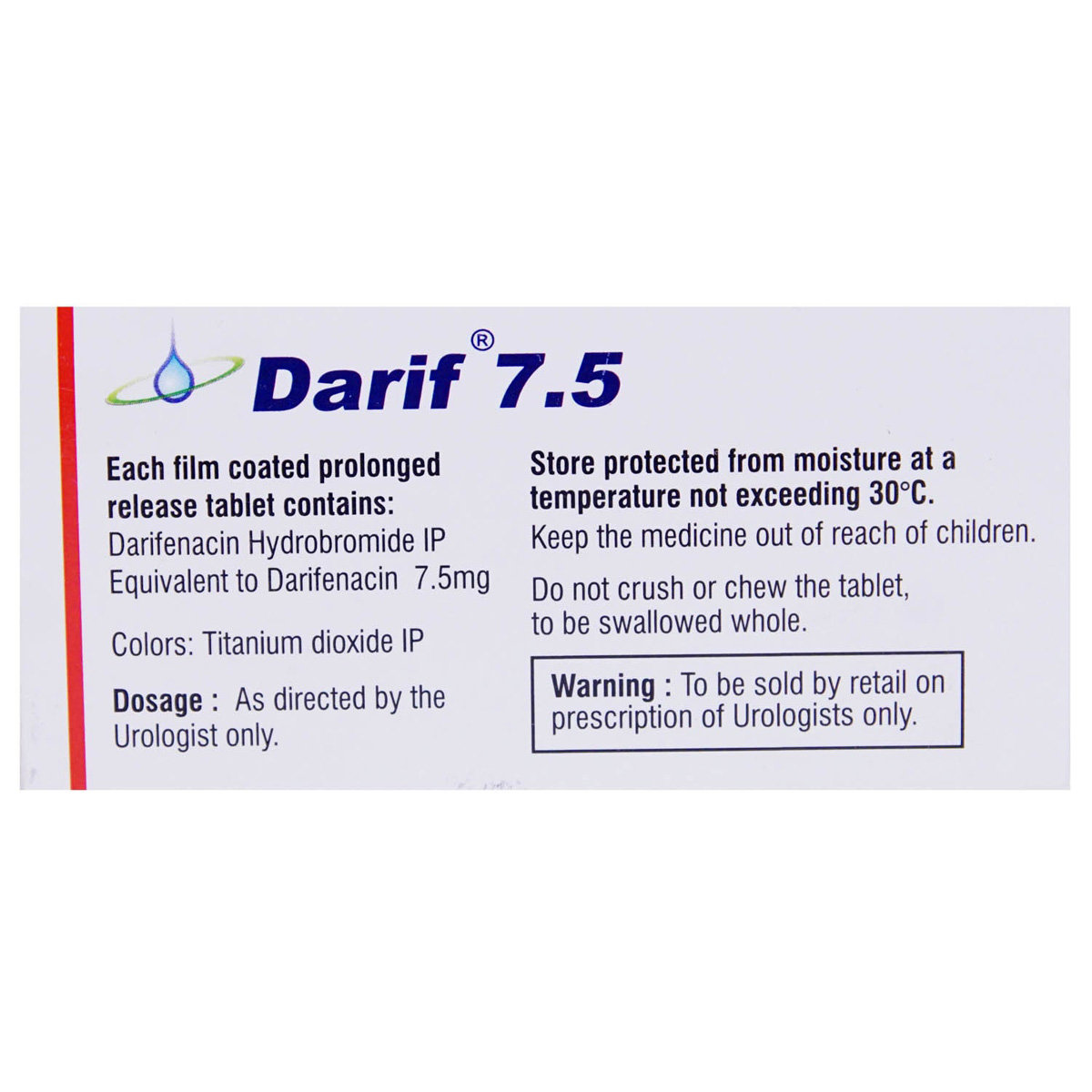 Darif Tablet 10's, Pack of 10 TABLETS Darif Tablet 10's, Pack of 10 TABLETS