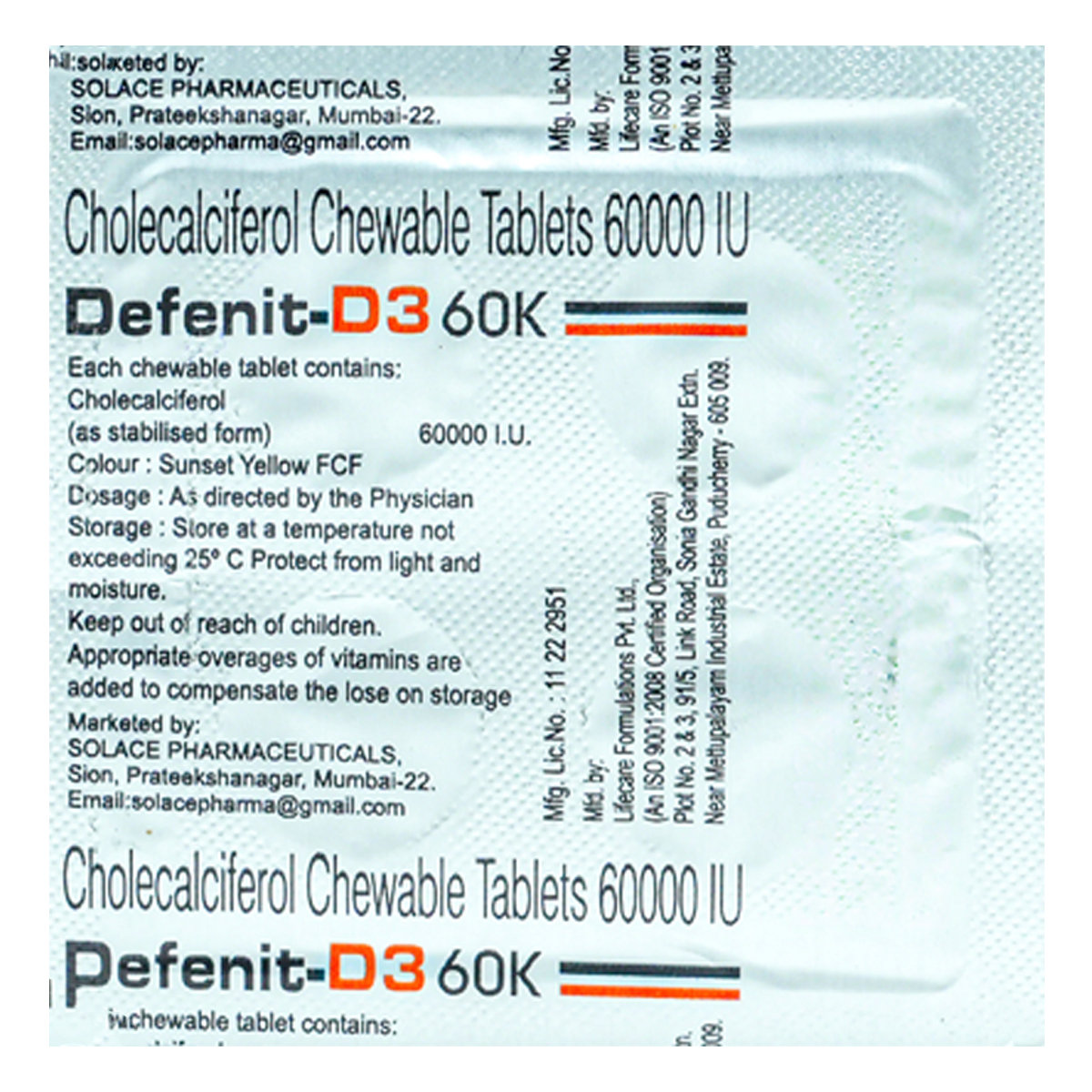 Defenit-D3 60K Chewable Tablet 4's, Pack of 4 Defenit-D3 60K Chewable Tablet 4's, Pack of 4