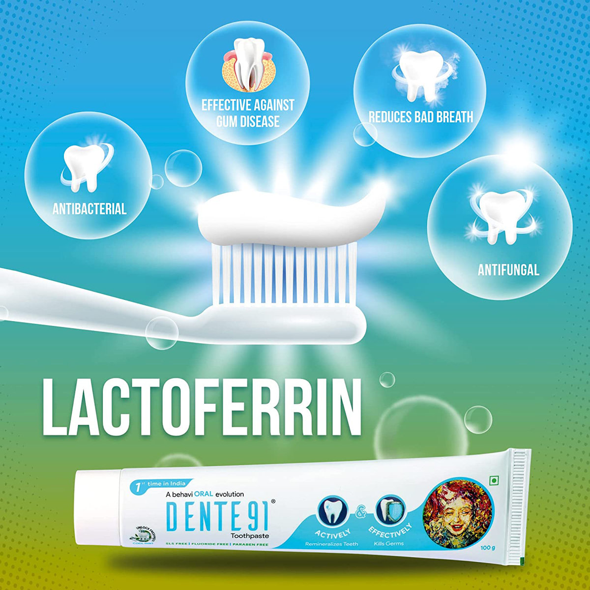 Dente 91 Cool Mint Tooth Paste, 100 gm, Pack of 1 Dente 91 Cool Mint Tooth Paste, 100 gm, Pack of 1