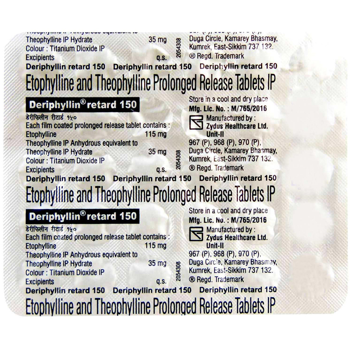 Deriphyllin Retard 150 Tablet 30's, Pack of 30 Deriphyllin Retard 150 Tablet 30's, Pack of 30