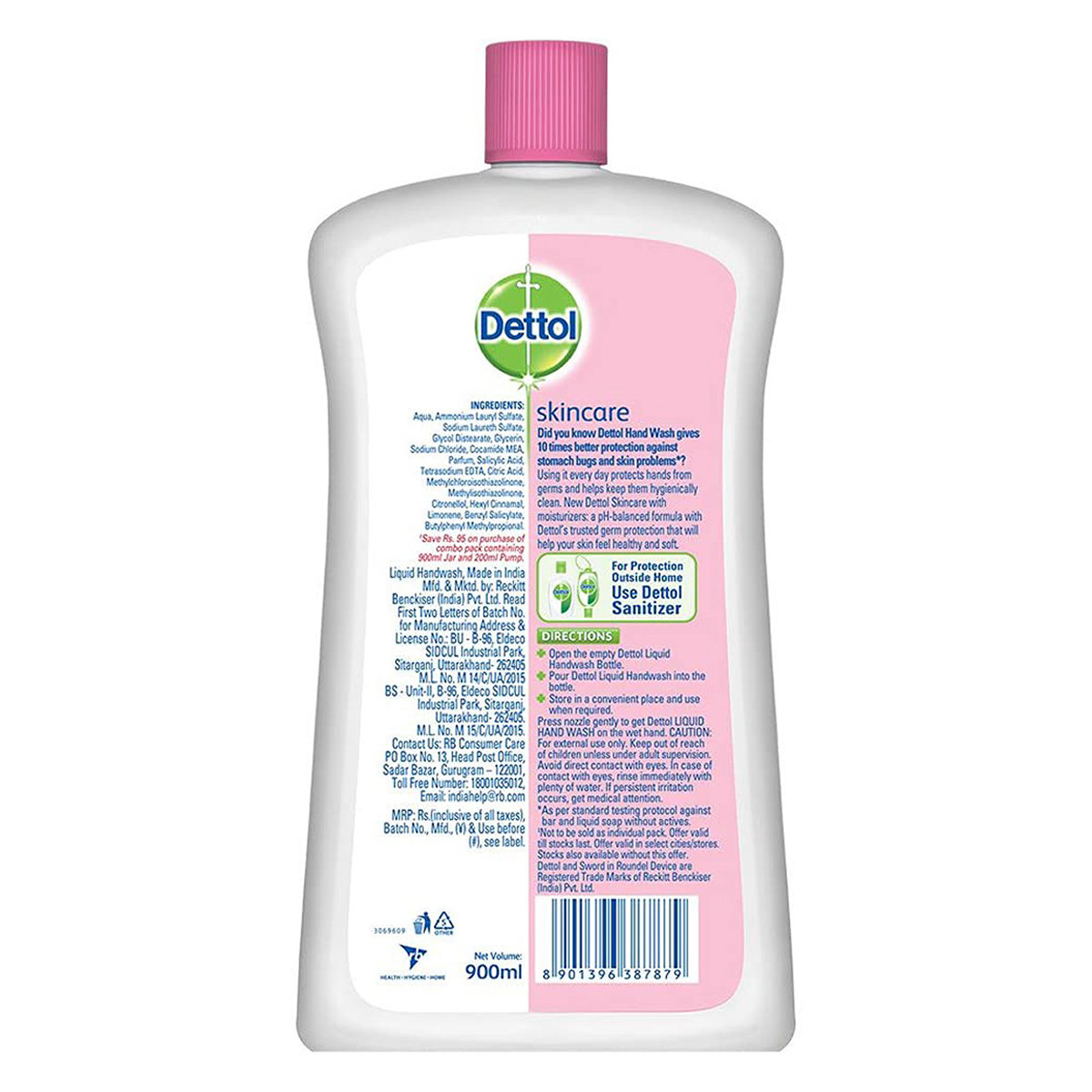 Dettol Skin Care Liquid Hand Wash 900 ml | pH Balancced | 10X Better Germ Protection | Everyday Protection | IMA Recommended, Pack of 1 Dettol Skin Care Liquid Hand Wash 900 ml | pH Balancced | 10X Better Germ Protection | Everyday Protection | IMA Recommended, Pack of 1