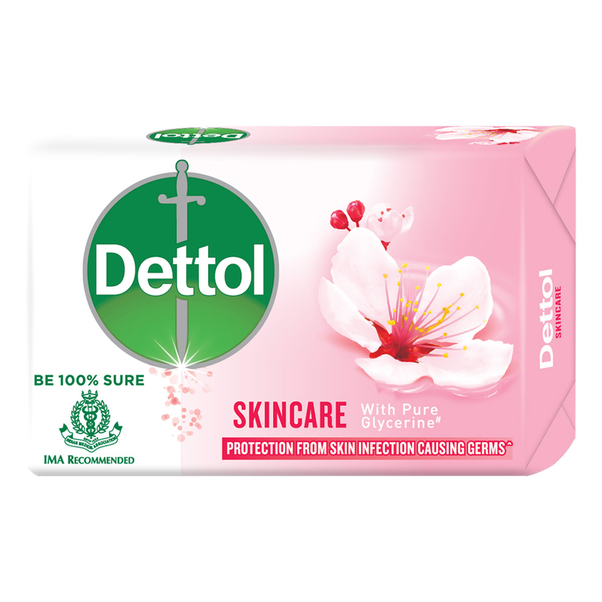 Dettol Skincare Soap 125 gm | With Pure Glycerine | Provides Germ Protection | Moisturises Skin | IMA Recommended, Pack of 1 Dettol Skincare Soap 125 gm | With Pure Glycerine | Provides Germ Protection | Moisturises Skin | IMA Recommended, Pack of 1