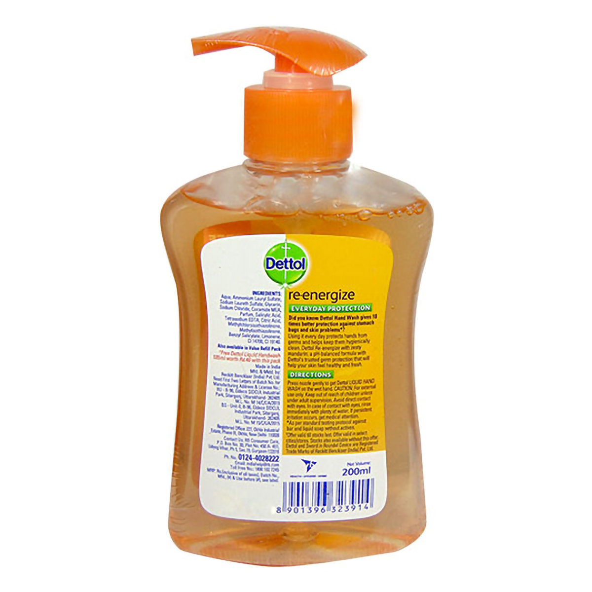 Dettol Re-Energize Everyday Protection Handwash 200 ml Pump Bottle | 10X Better Germ Protection | pH Balanced Handwash | IMA Recommended, Pack of 1 Dettol Re-Energize Everyday Protection Handwash 200 ml Pump Bottle | 10X Better Germ Protection | pH Balanced Handwash | IMA Recommended, Pack of 1