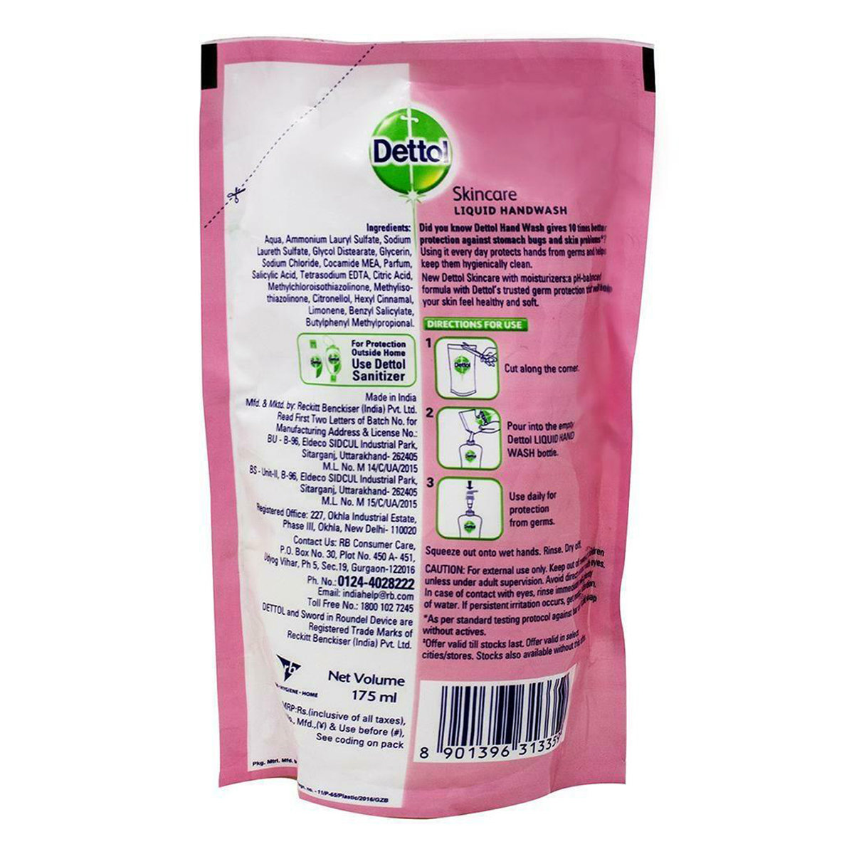 Dettol Skincare Liquid Handwash, 525 ml Refill Pack (3 x 175 ml), Pack of 1 Dettol Skincare Liquid Handwash, 525 ml Refill Pack (3 x 175 ml), Pack of 1