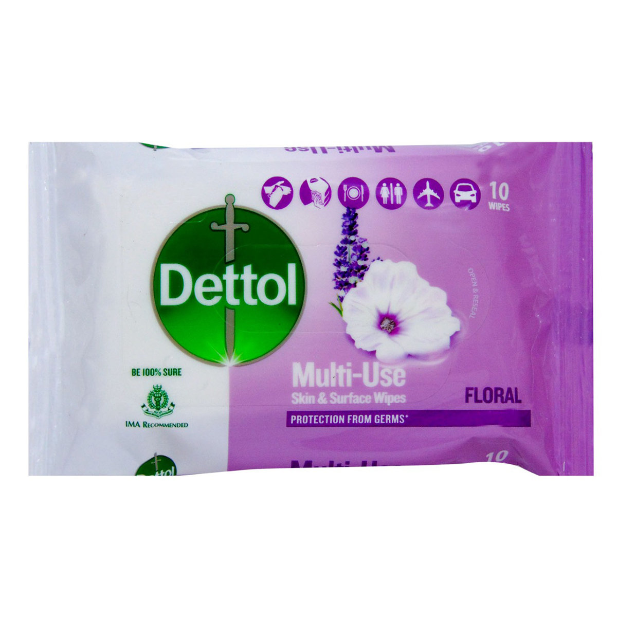 Dettol Floral Multi Use Wipes, 10 Count, Pack of 1 Dettol Floral Multi Use Wipes, 10 Count, Pack of 1
