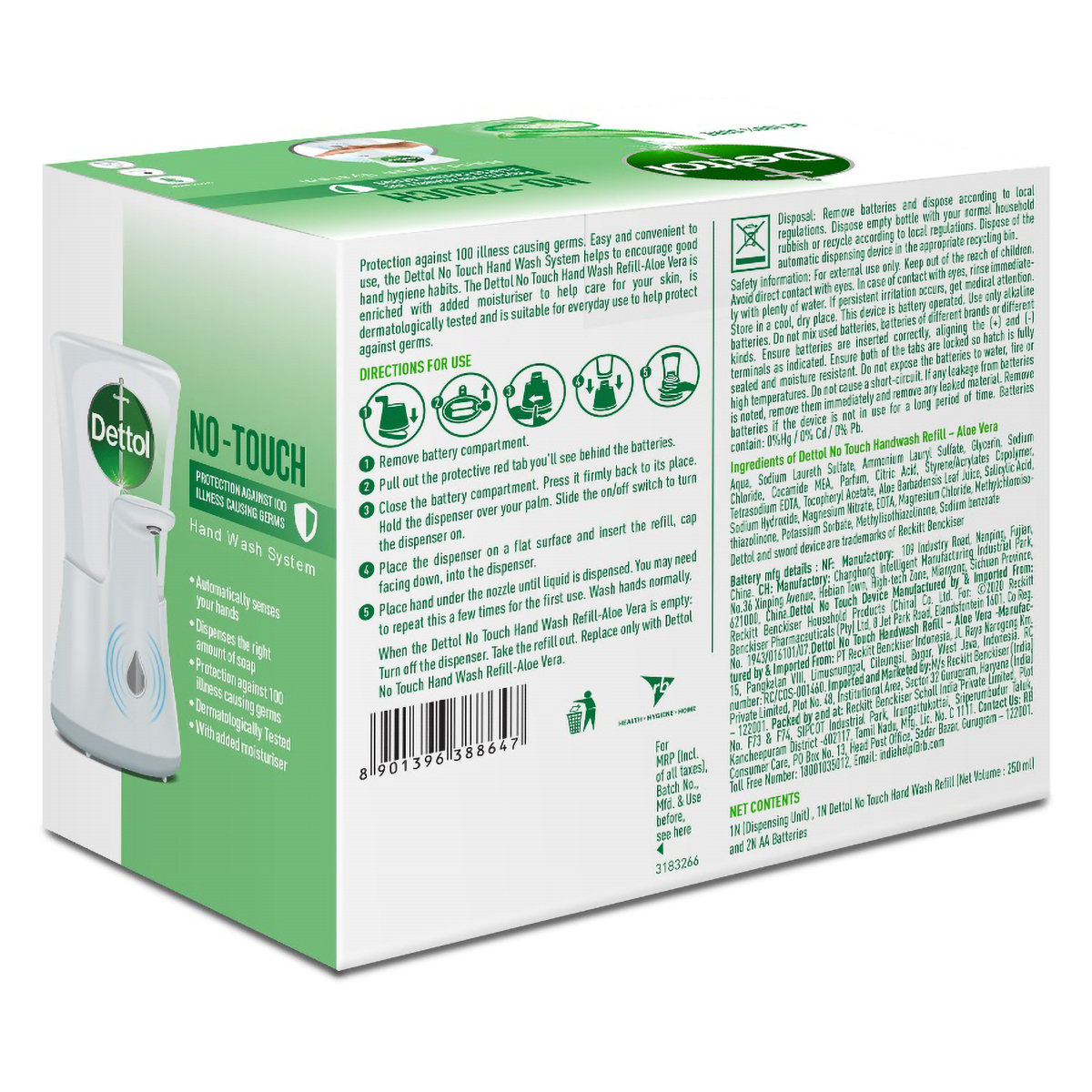 Dettol No Touch Aloe Vera Handwash Refill 250 ml | With Aloe Vera | Everyday Germ Protection, Pack of 1 Dettol No Touch Aloe Vera Handwash Refill 250 ml | With Aloe Vera | Everyday Germ Protection, Pack of 1