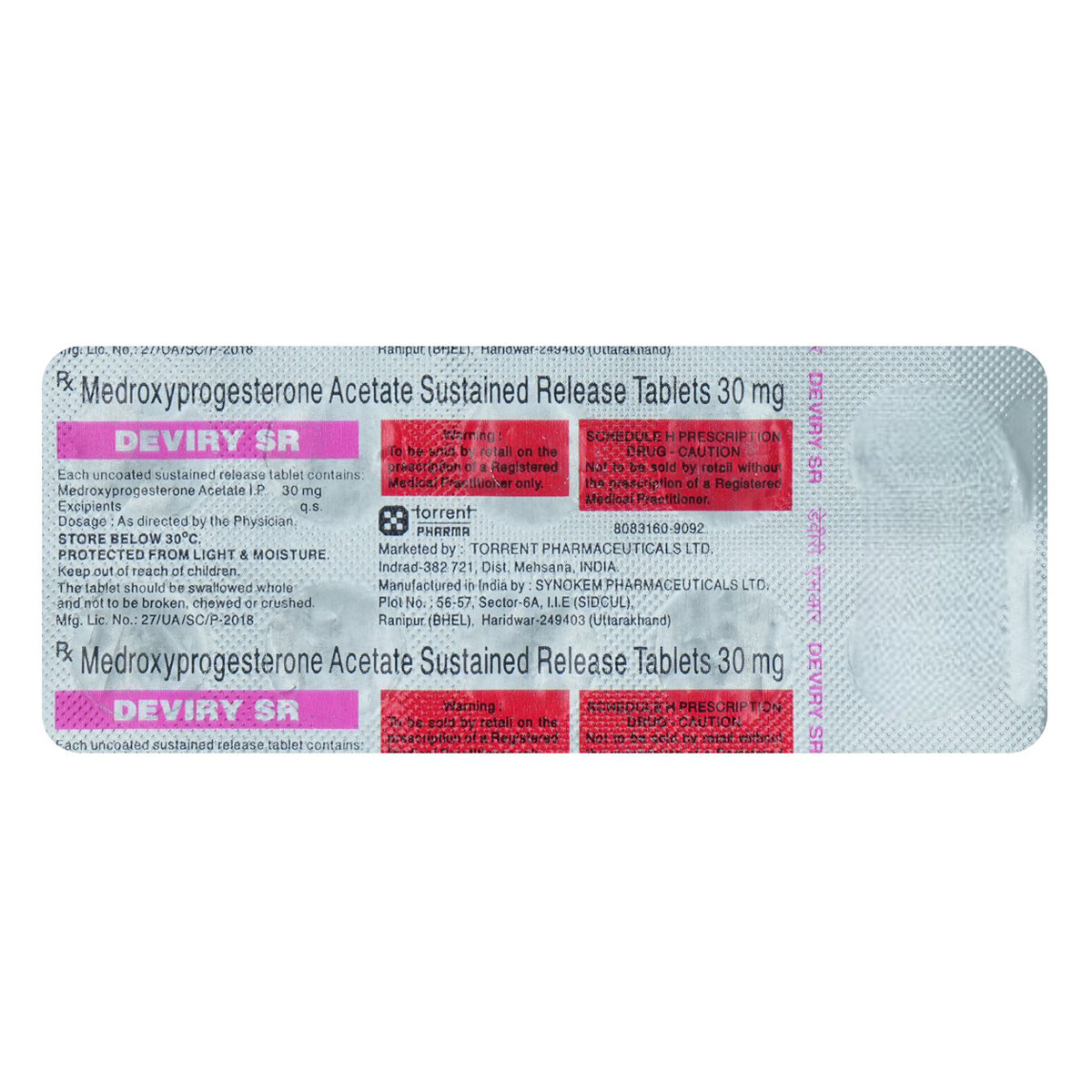 Deviry SR 30 Mg Tablet 10's, Pack of 10 TABLETS Deviry SR 30 Mg Tablet 10's, Pack of 10 TABLETS