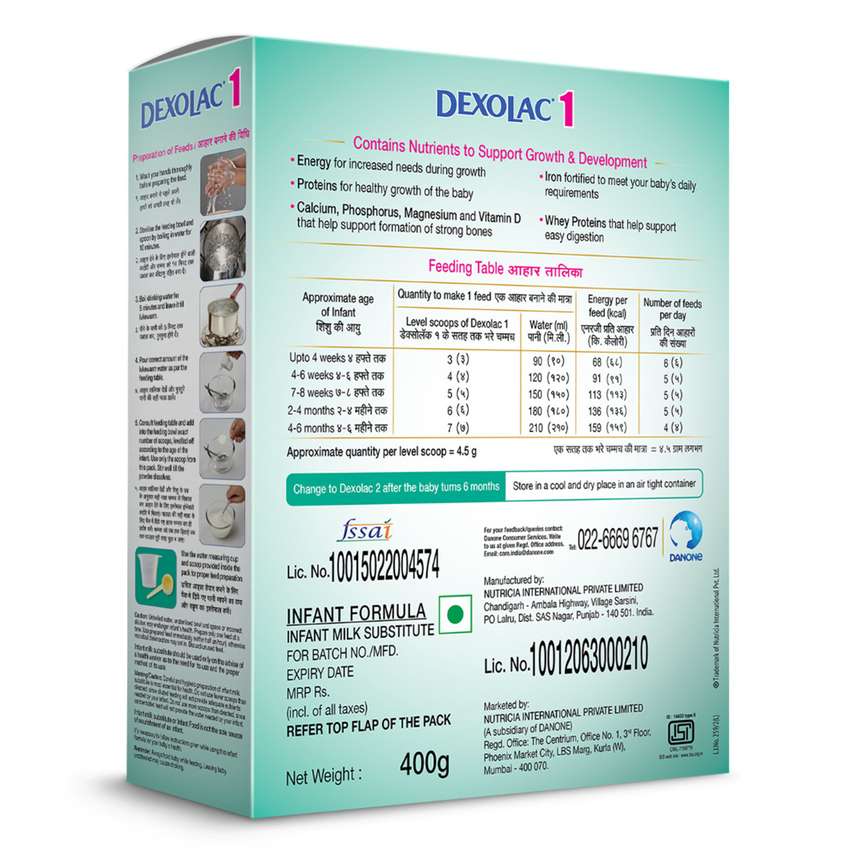 Dexolac Infant Formula Stage 1 Up to 6 Months, 400 gm Refill Pack, Pack of 1 Dexolac Infant Formula Stage 1 Up to 6 Months, 400 gm Refill Pack, Pack of 1